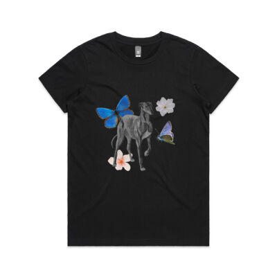 Black floral hound regular t Thumbnail